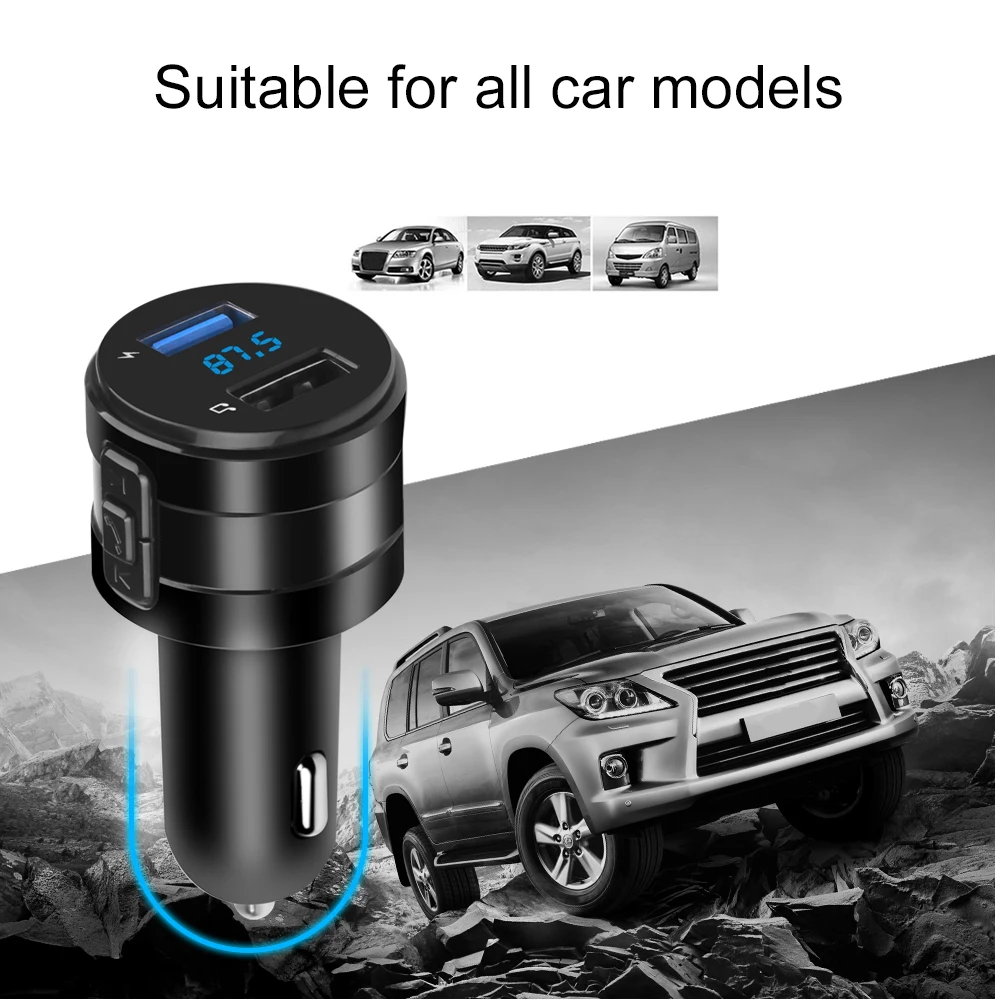 Car Bluetooth 5.0 FM Transmitter Fast Charger Wireless Handsfree Audio Receiver Auto MP3 Player 3.1A Dual USB Car Accessories