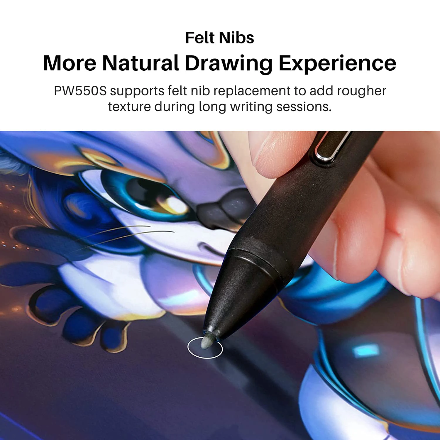 HUION PW550S Battery-free Pen PenTech 3.0 Slim Stylus 9.5mm Diameter for Graphics Tablet Inspiroy 2 G930L Q630M Kamvas 22 Series 3