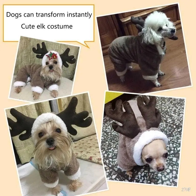270F 개 후드 애완 동물 크리스마스 옷 Shih Tzu French 자켓 용 따뜻한 봉제 인형