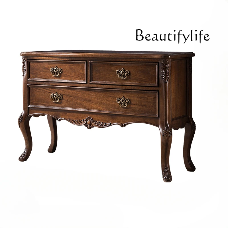 

American-Style Solid Wood Entrance Entrance Cabinet Side View Aisle Wall Decoration Guest Restaurant Dining Side Locker