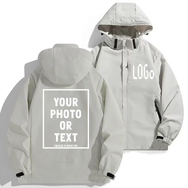 DIY Custom Brand Logo Autumn Jacket Men Waterproof Warm Windbreaker Casual Clothes Men Black White Gray Blue Jacket Outdoor 2