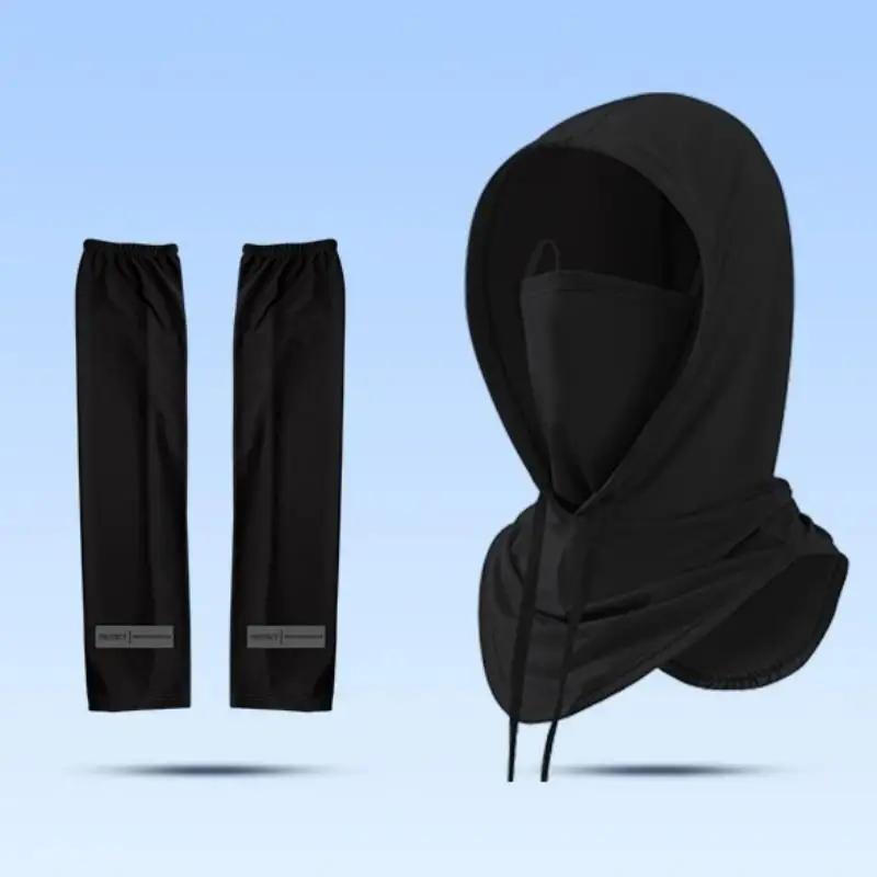 Arm Sleeves Sunscreen Summer Sun UV Protection Ice Silk Bib Combo Outdoor Cycling Fishing Climbing Women Men Mask Cuff Sleeves