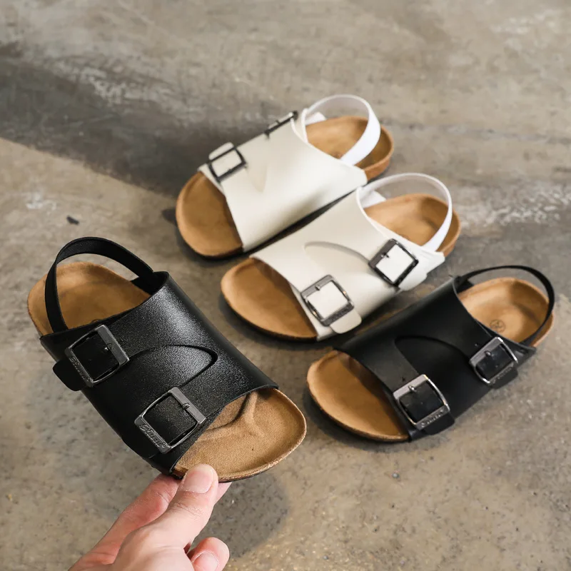 Summer New Children Frosted Cork Sandals for Boys and Girls Light and Thin Beach Shoes Comfortable Cool Sandals for Outdoor