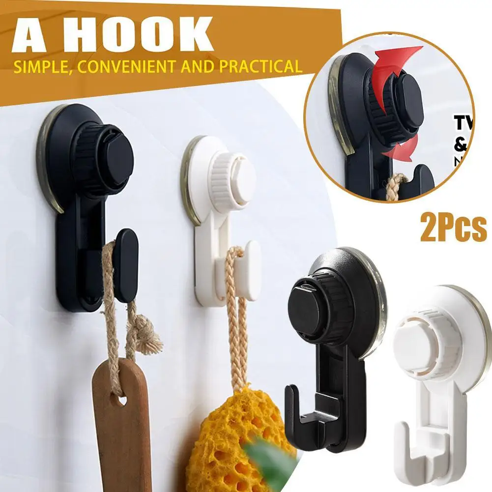 

2PCS Strong Suction Cup Hook Wall Hanging Heavy Load Towel Clothes Holder Waterproof Reusable Bathroom Kitchen Vacuum Hooks