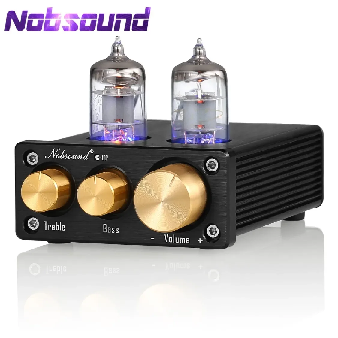 Mini Vacuum Tube Preamp Hifi Áudio 6j1 Válvula Pré-amplificador com Agudos e Baixo Tom Control Preto Audiophile Nobsound-ns10p