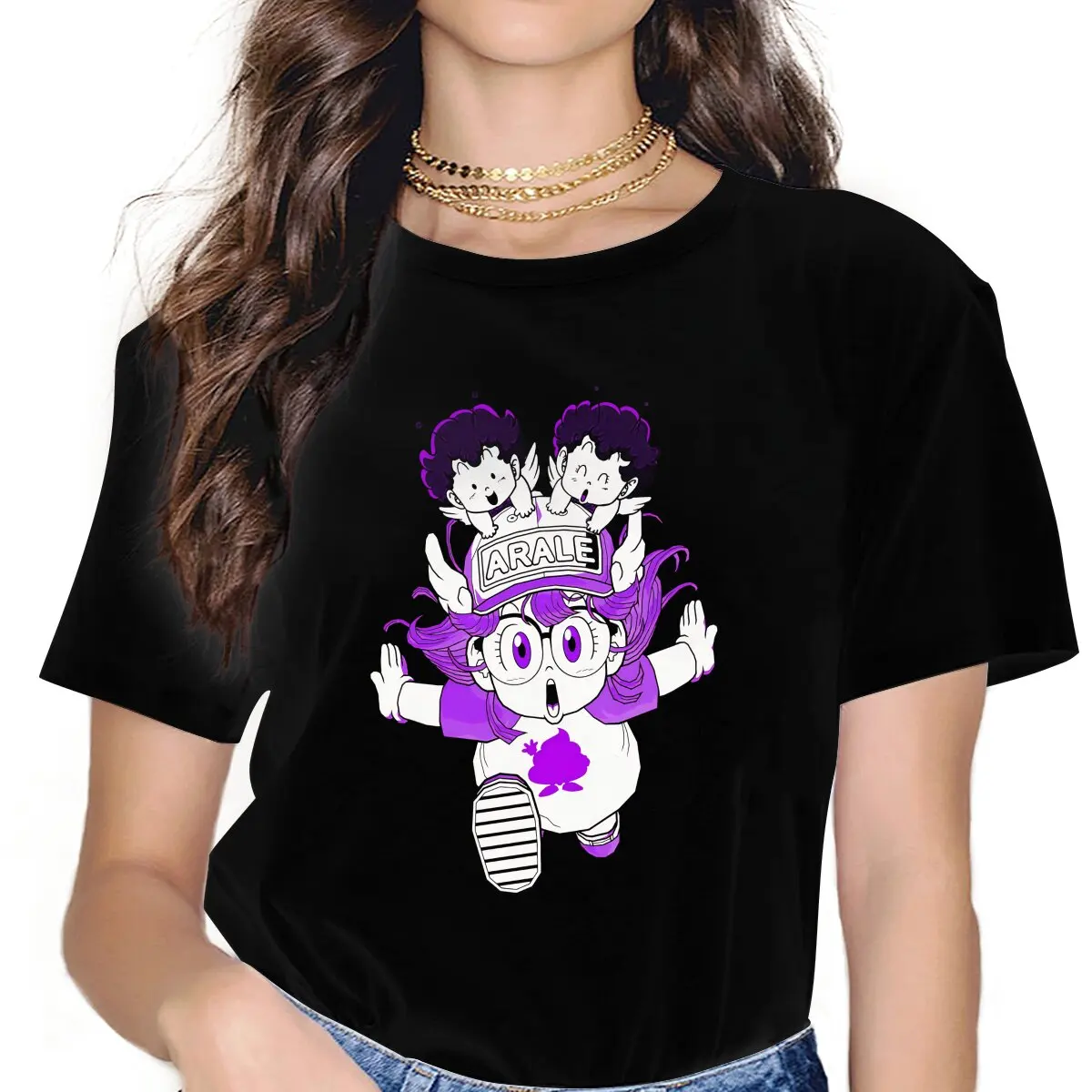 

Arale Norimaki, милая Женская футболка для девушек Dr. Slump Blusas Harajuku, повседневные винтажные Топы с коротким рукавом