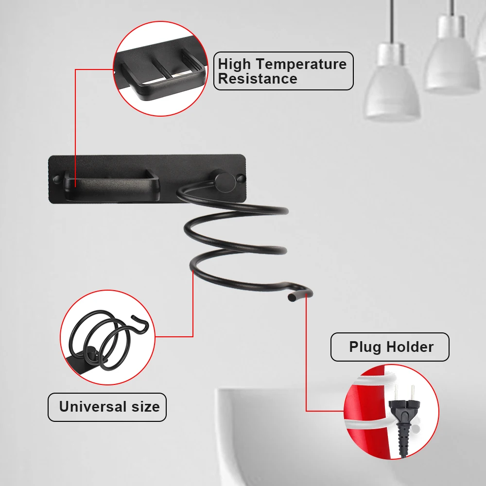 Hair Dryer Holder Rack Organizer Hair Straightener Holder Wall Mounted Bathroom Shelf Storage Accessories