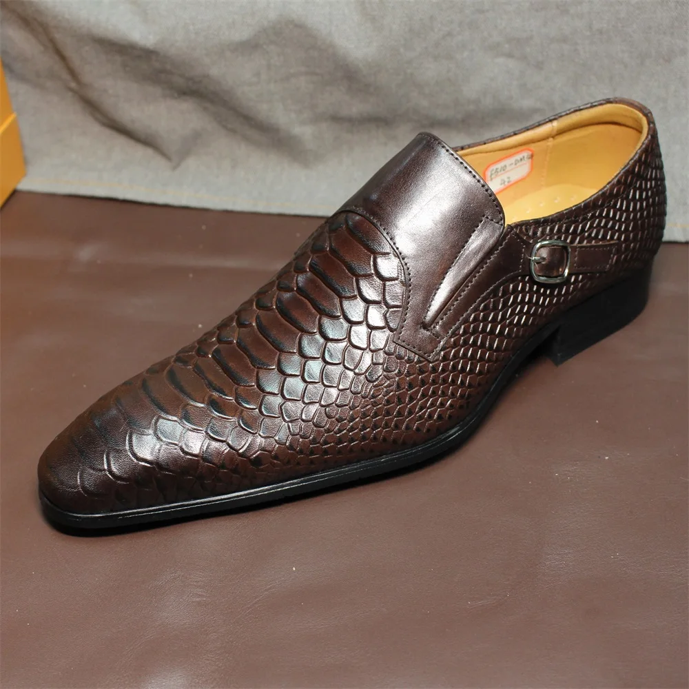 Luxuriöse Herren-Slipper mit Flügelspitze, echtes Leder, braun/schwarz, Mönchsriemen, lässige Business-Kleiderschuhe mit Schnalle für Büro und Hochzeit – Detail 9