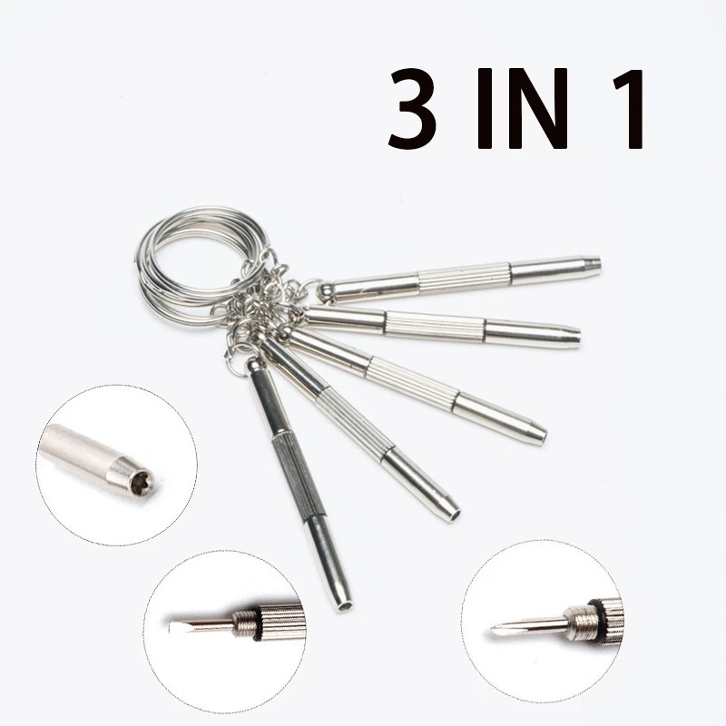 5PCS/Set 3 In 1 Aluminum Steel Eyeglass Screwdriver Set For Sunglass Glasses Watch Repair Tool