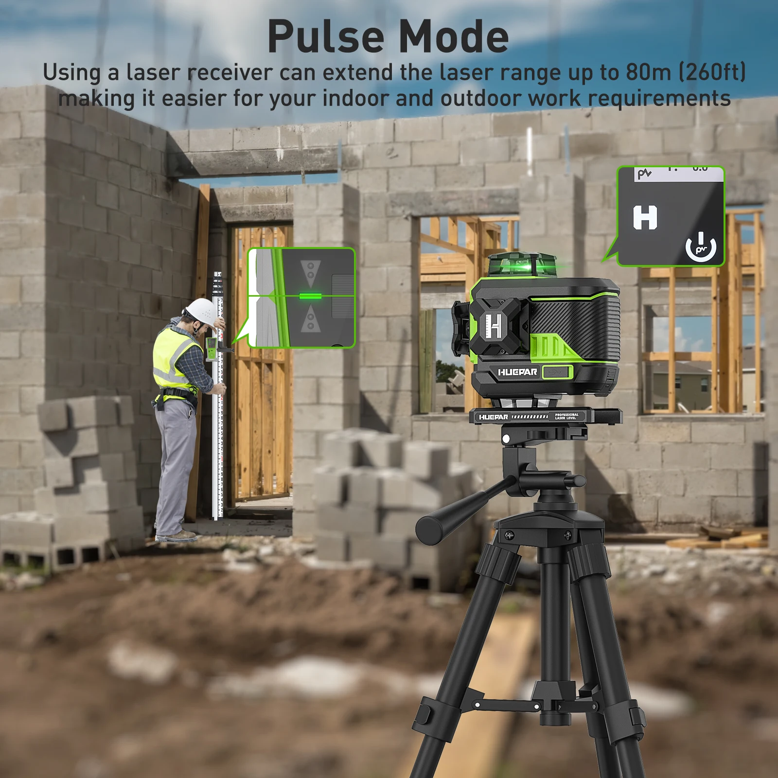 Livella Laser Verde Autolivellante - 2 Linee, 100 Piedi, IP54, Per Edilizia E Bricolage - Foto 6