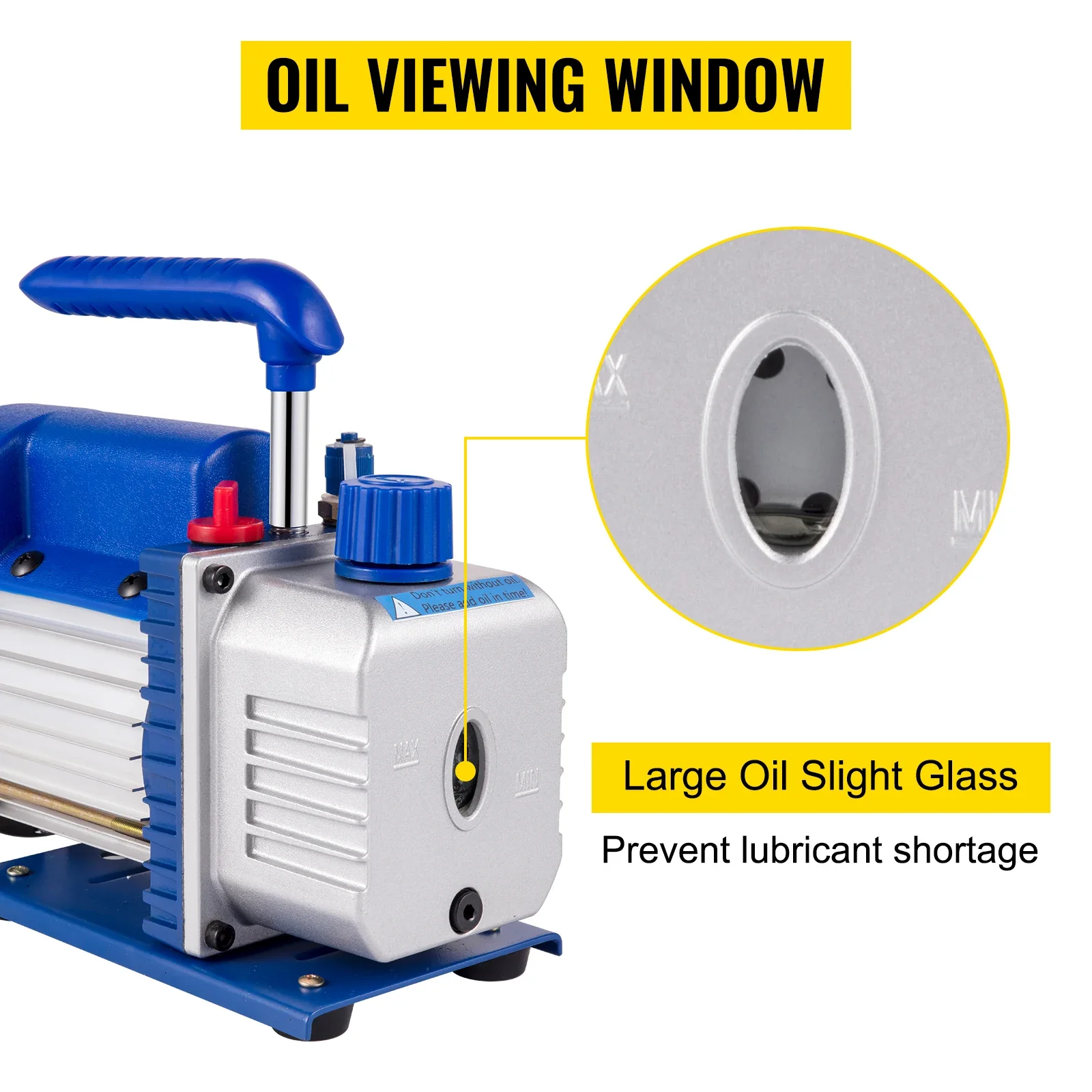 Window showing vacuum pump oil level