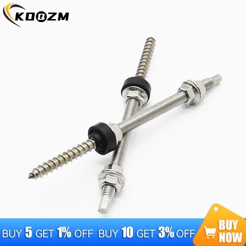 Hanger bolts M10 x 200/250 mm 304 stainless steel PV system pre-assembled height adjustable