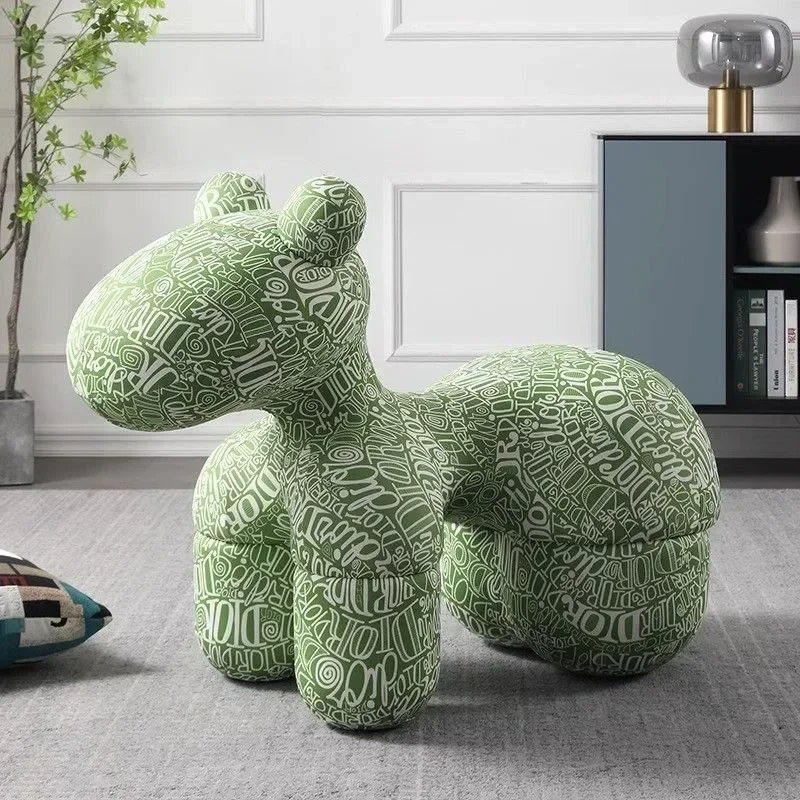 Cute Animal Shaped Foot Stool Internet Celebrity Pony Chair Cartoon Puppy Seat Childrens Furniture Adult Shoe Changing Bench