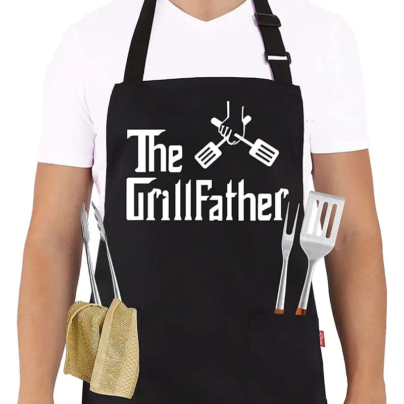 Mode druck Haus Küche Restaurant Koch Koch Grill Mann Frau verstellbare Hals Kleiderbügel Reinigung Vatertag Papa Geschenk Schürze – Detail 2