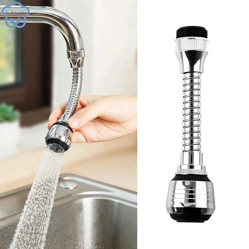 Kitchen Stainless Steel Faucet Sprinkler Water-saving Device Lengthening Rotating Splash Proof Sprinkler Spray Extender Bubbler_voghion.com
