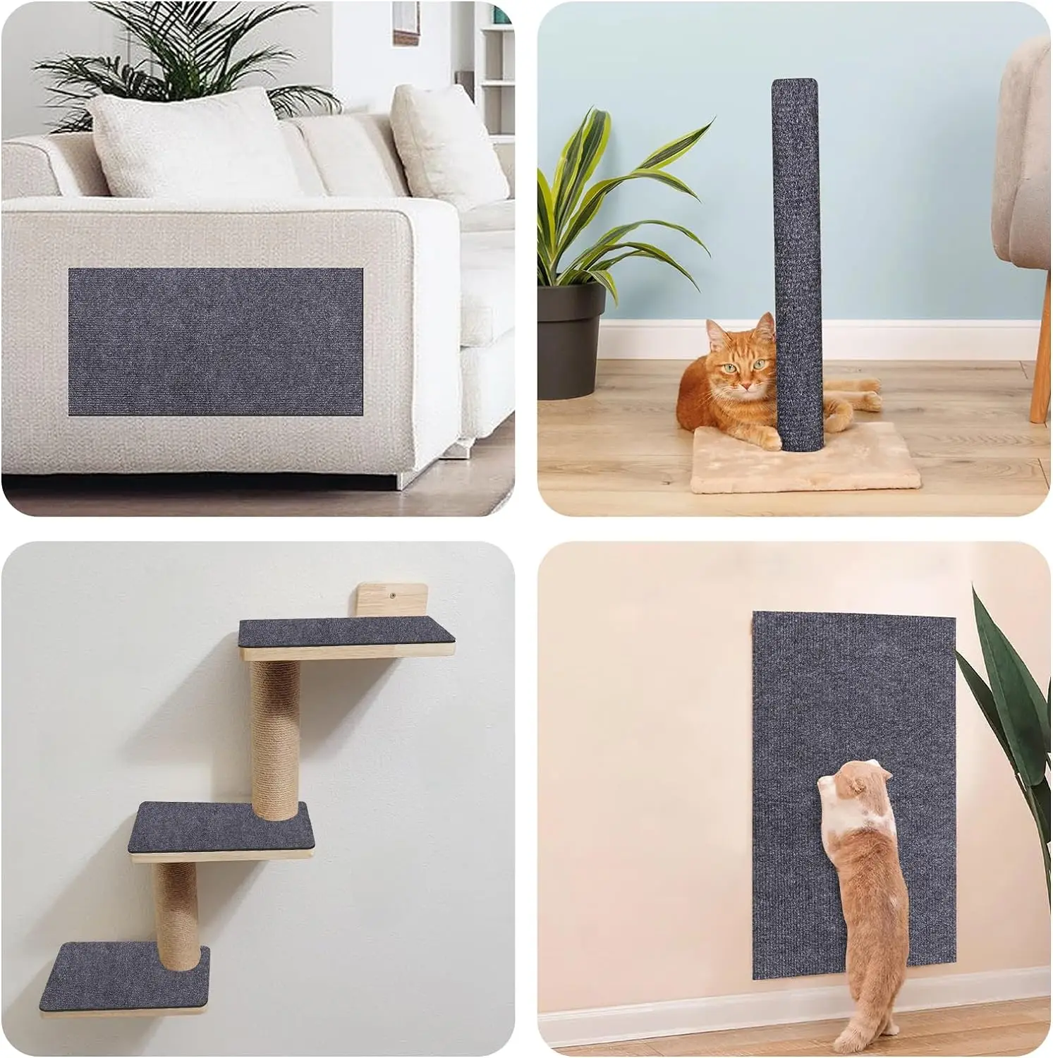 Cat Scratcher Sofa Protector Corner Wall DIY Cats Scratcher Pad Board Protection Trimmable Self-adhesive Carpet Cat Scratch Mat