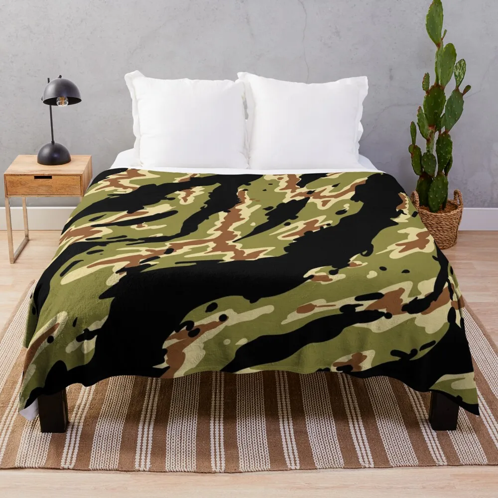 

Vietnam tiger stripe camouflage pattern. green camo. Throw Blanket Furry Blankets Comforter Blanket sofa bed