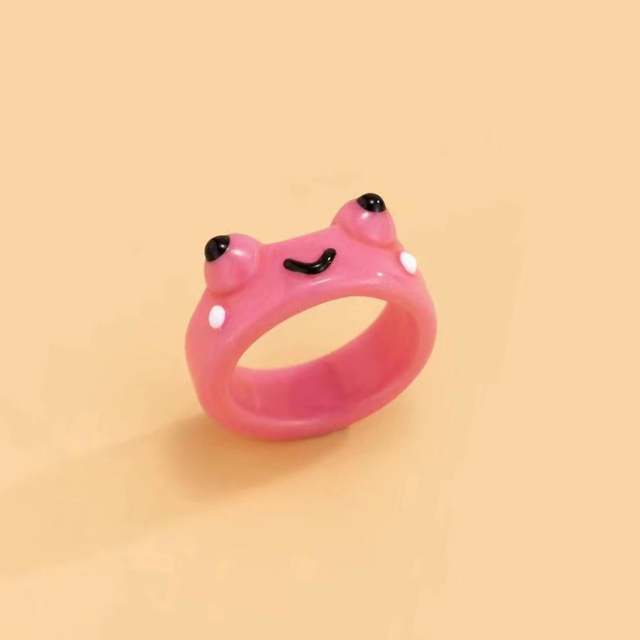 Smile Frog Rings For Women Girls Funny Personality Wholesale Cartoon Animal Chicken Frog Ring Fashion Jewelry Gifts