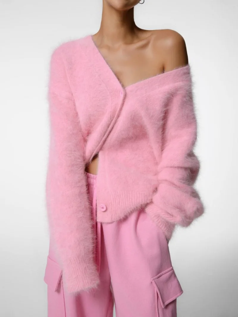 Knitted Cardigan Women V Nekc Loose Long Sleeve Casual Sweater Female 2025 Autumn Winter New Fashion Cardigans Ladies