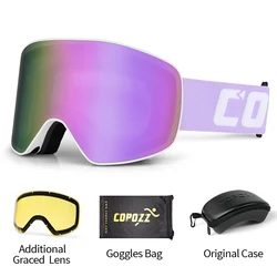 Enhanced Ski Goggles: Anti-Fog Cylindrical Lens, UV Protection, Winter Sports Eyewear (Purple set)