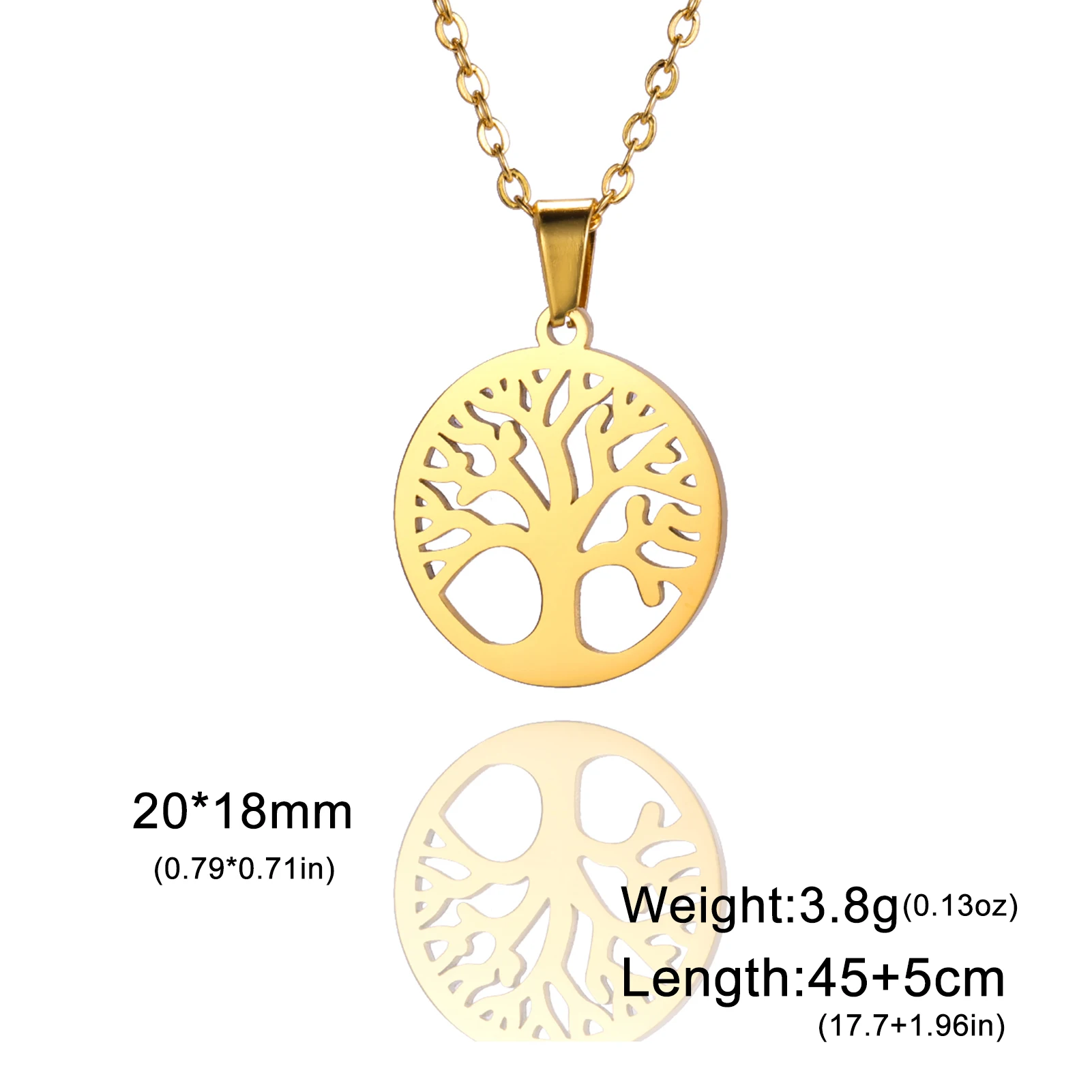 Collana con ciondolo Albero della va in oro 18K con zirconia cubica