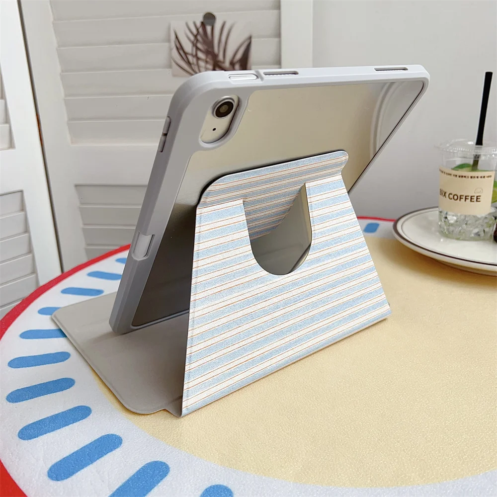 Striped Cake Rotating iPad Case with Pen Holder