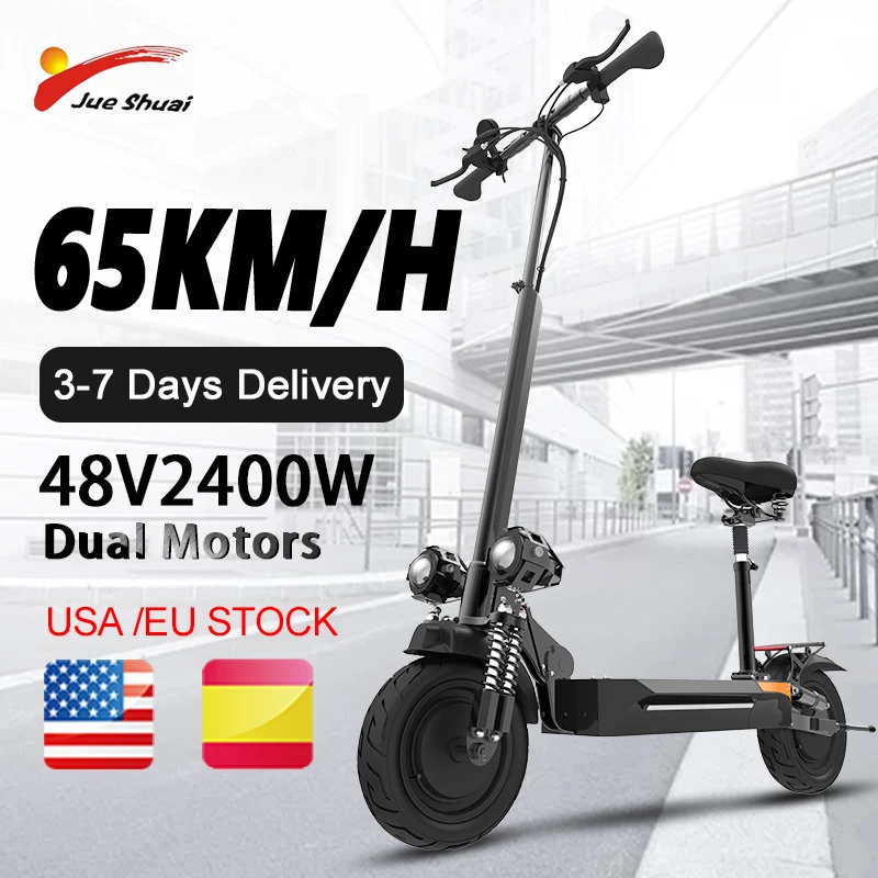 Electric Scooter with 10 Road Tires 2400W Dual Motor up to 65km h and electric-scooter-with-10-road-tires-2400w-dual-motor-up-to-65km-h-and