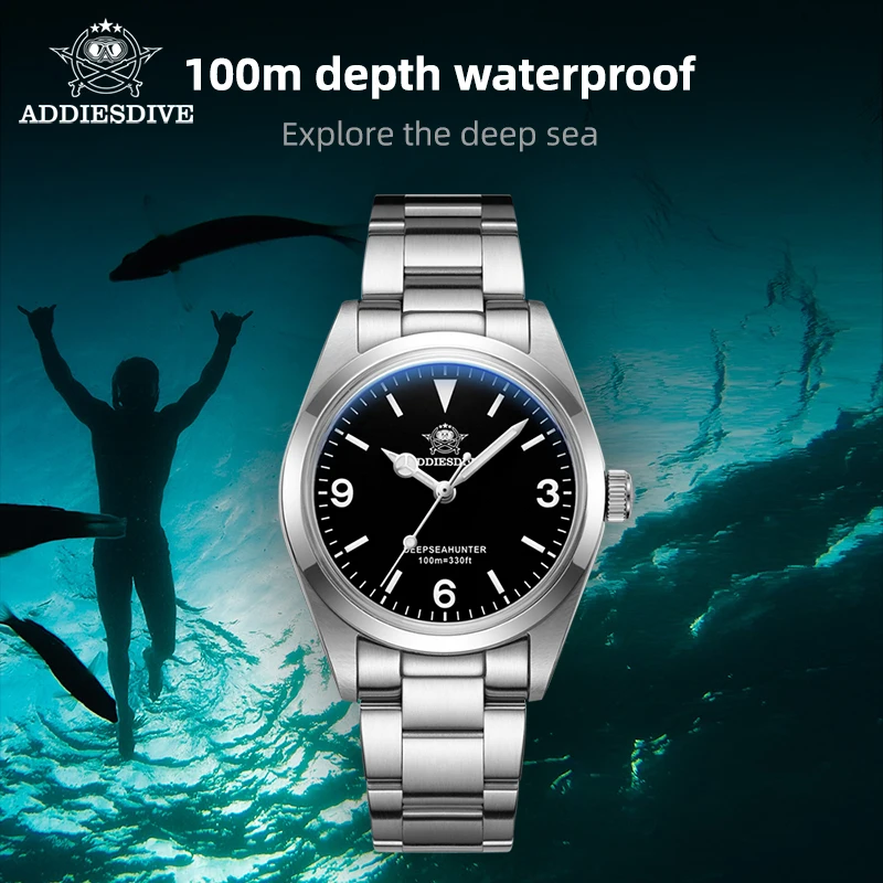 ADDIESDIVE Quartz Watch 100meters waterproof for Men Sapphire Glass Stainless Steel Luminous Watches Wristwatches Reloj Hombre