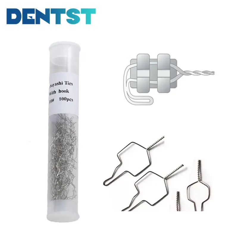 

100 Pcs/Box Dental Orthodontic Kobayashi Ties Ligature Wire Ligadura Ortodoncia Stainless Steel 0.010mm 0.012mm