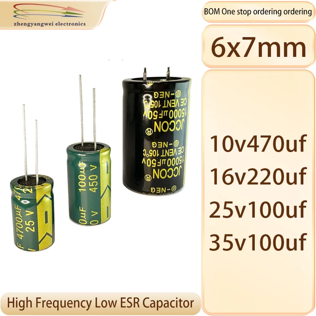 6x7 25v100uf 35v100uf 16v220uf 10v470uf 20PCS High frequency low resistance capacitor