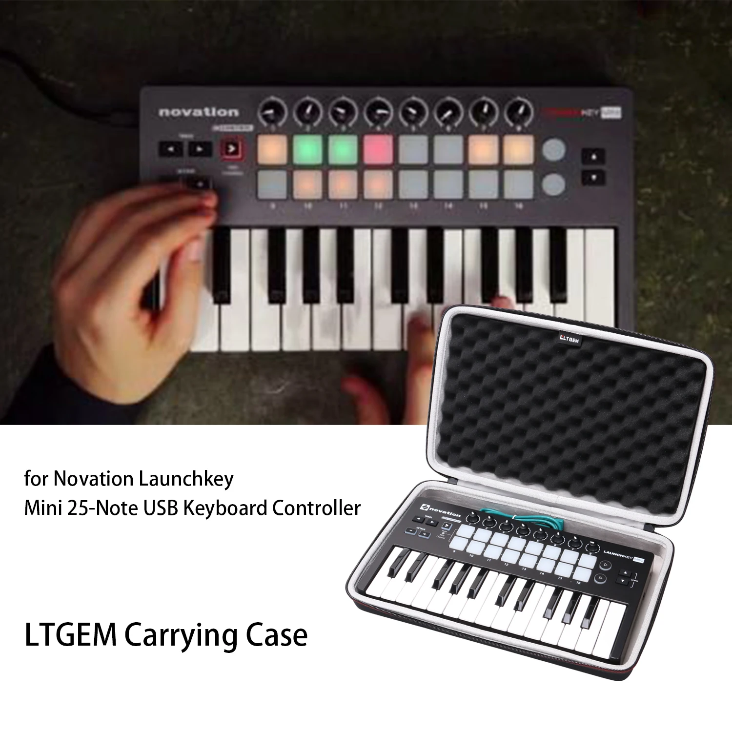 EVA Hard Case for Novation Launchkey Mini 25-Note USB Keyboard MK2 Controller - Travel Protective Carrying Bag