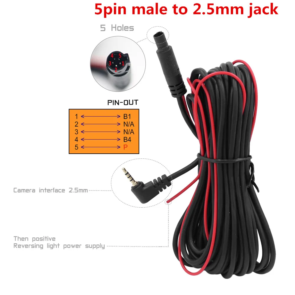 6M/10M meter 4PIN/5PIN Car RCA CAR Reverse Rear View Parking Camera Video extension Cable 2.5mm jack coolant temperature gauges Diagnostic Tools