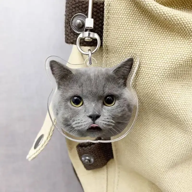 Custom Pet Photos Acrylic Key Chain Cute Cat Dog Clear Stand Kawaii Pets Refrigerator Sticker Sweet Animal Keychain Standing
