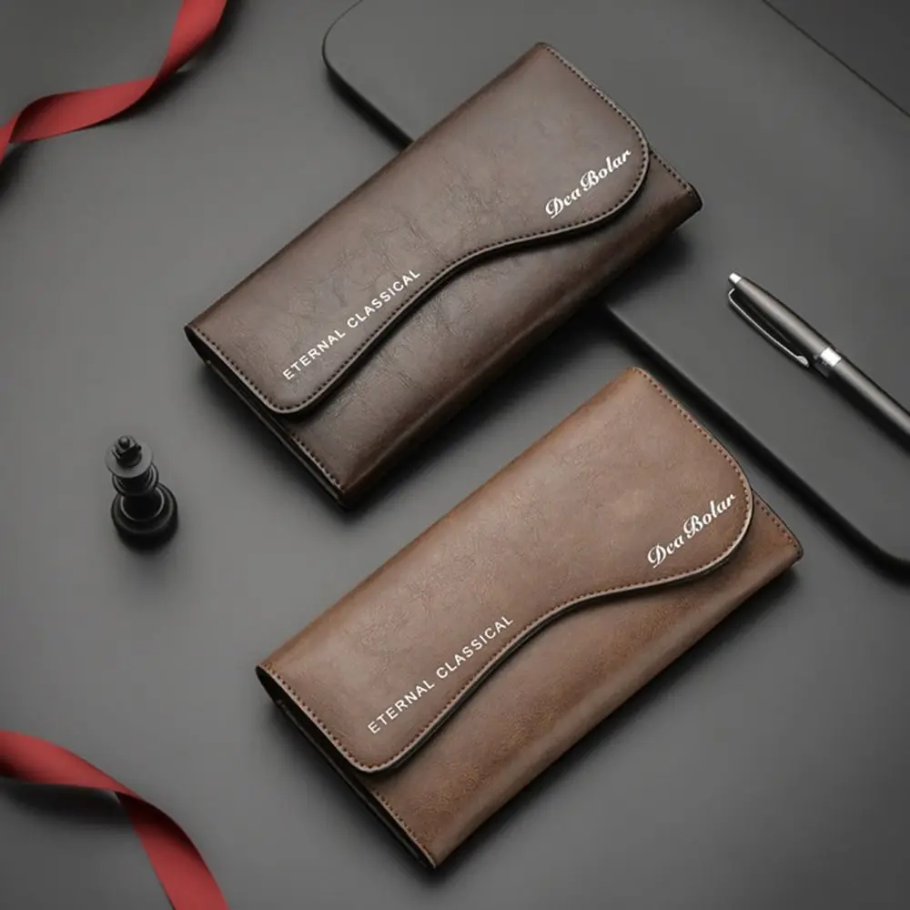 

PU Leather Men's Long Wallet Portable Retro Vintage Male Leather Purse Large Capacity Coin Pocket Men Coin Pocket Outdoor
