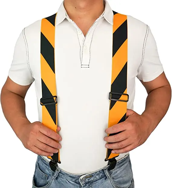 Suspenders Man For Pants 2" Wide Adjustable and Elastic Braces X Shape With Strong Clips - Heavy Duty Elastic Braces For Men