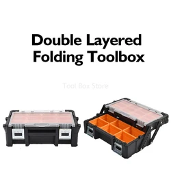 Professional Tool Box 2-Stage Plastic Folding Toolbox Parts Box Screw Organizer Box Multi-grid Tool Case Hardware Tool Organizer
