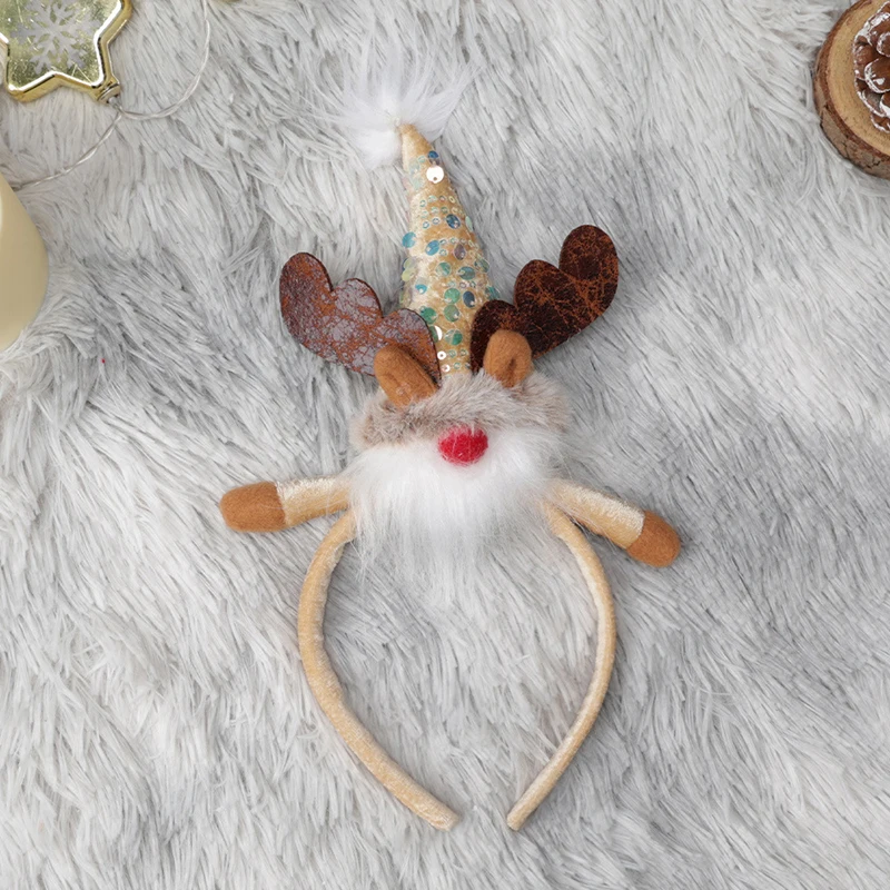 Christmas Party Headband Santa/Elf/Elk Cosplay Hairband Holiday Hair Hoop for Party Costume Photo Props Hair Accessories