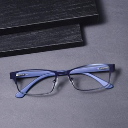 Blue Frame Alloy Anti - Blue Light Business Eyeglasses with Coated Lenses and Spring Hinges - +275 (Blue)