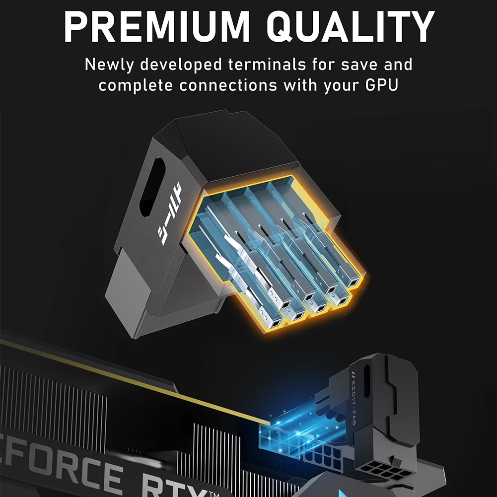 90 Degree Angled 8Pin PCIe GPU Power Adapter for Desktop Graphics Cards