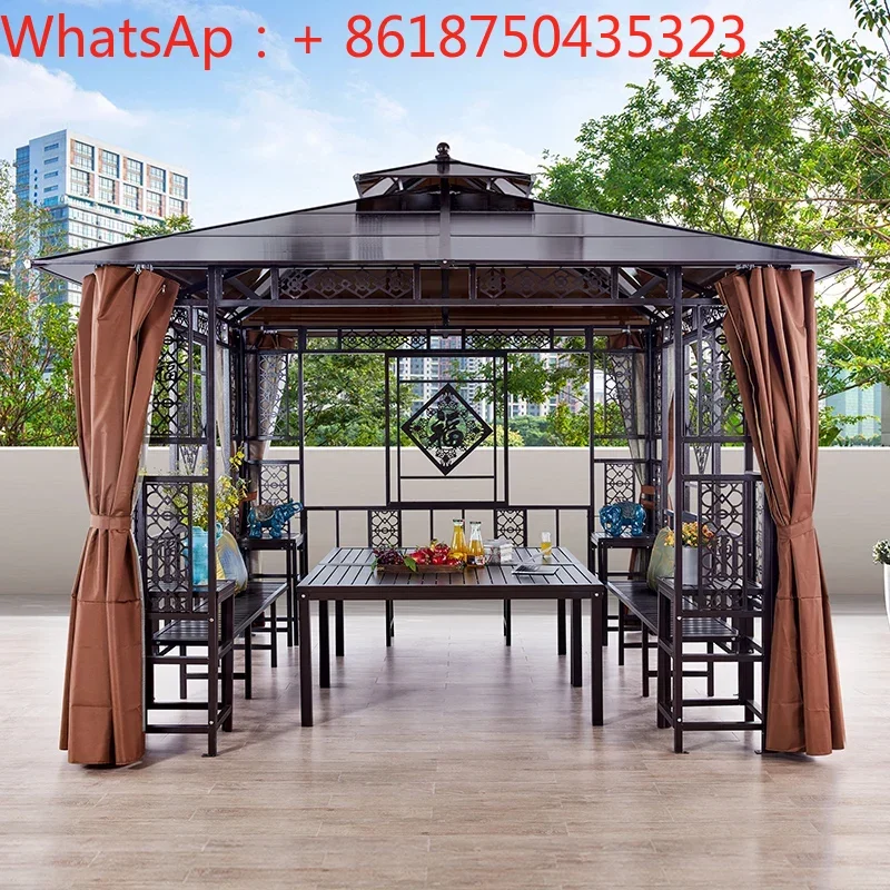 

Shanglun Outdoor Villa Courtyard New Chinese style pavilion Sunshine board Four corner Four column Outdoor garden pavilion