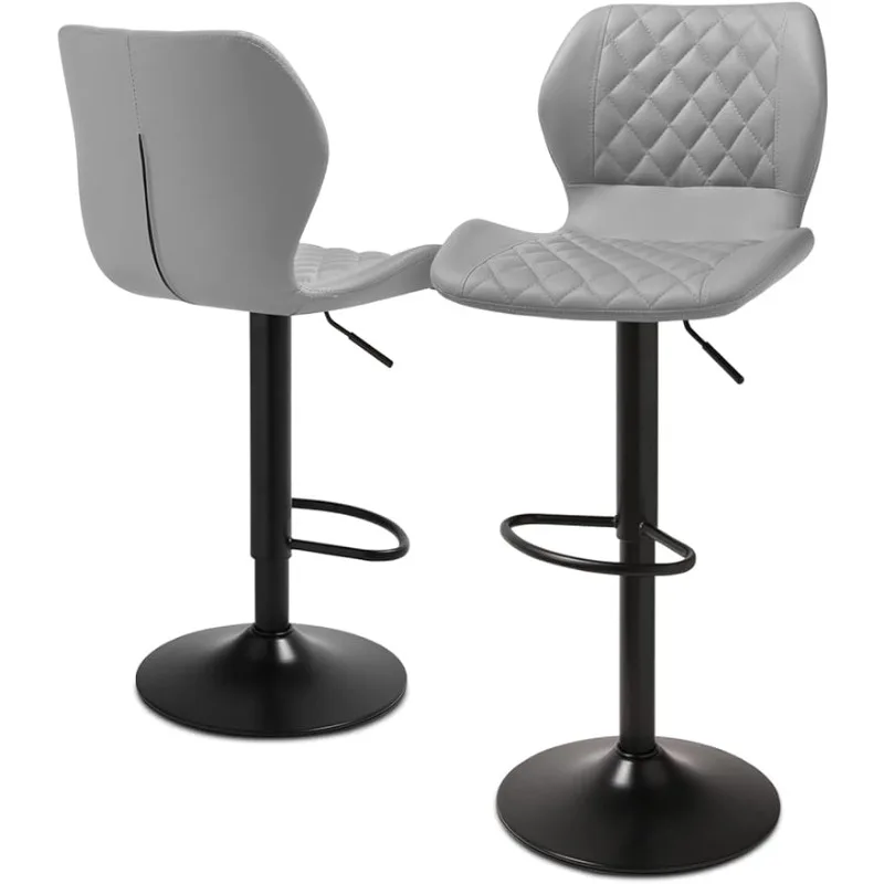 MoNiBloom Adjustable Bar Stools Set of 2 Modern PU Leather Counter Height Barstools with Swivel Seat and Footrest