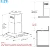 30-inch Wall Mount Range Hood Tempered Glass , Vent Stainless Steel with Gesture Sensing & Touch Co 6