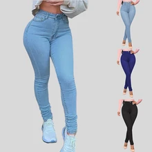 

Sexy Woman Fashion Jeans Stretch Skinny Jean Large Size Spandex Denim Hip Slim Pants 2021 New Black Blue Women's Trouser 4XL 5Xl