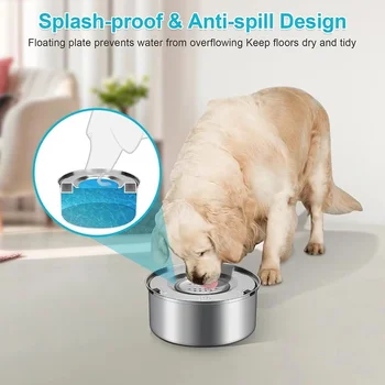 Stainless Steel Dog Floating Bowl No Spill Anti-Splash Non-Slip Pet water dispenser for dogs Big Capacity Dog Feeder Bowl 3