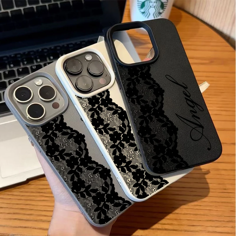 Elegant Black Lace Soft Phone Case with Shockproof Lens Protection