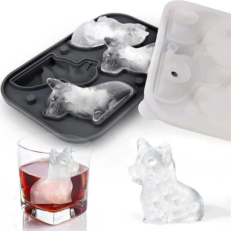 

Медведь, лотки для льда, форма для корги, силиконовая форма для льда, веселая форма, 4 отверстия, многоразовая форма для льда, подарки для любителей корги