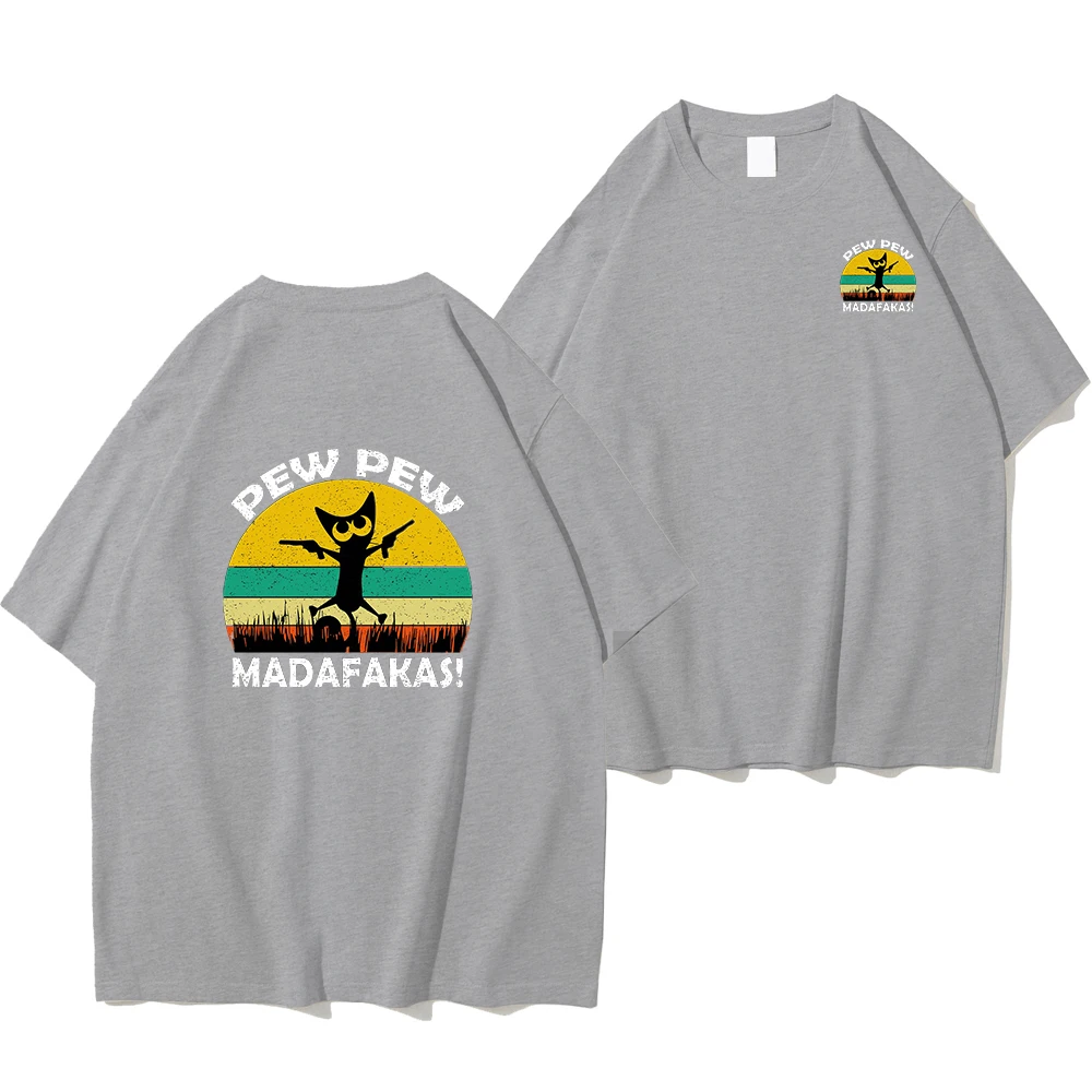 Pew Pew Madafakas Vintage Verrückte Katze Lustig T-Shirt