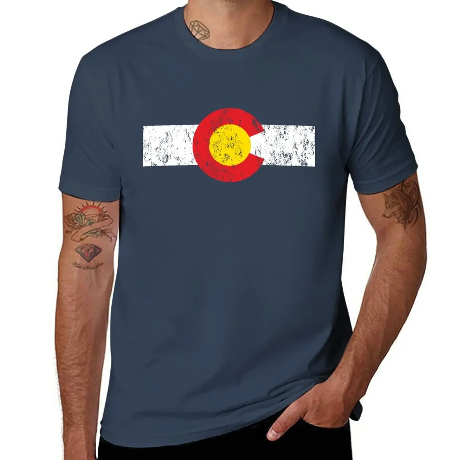

Vintage Colorado Flag T-Shirt boys animal print summer top tees Men's clothing
