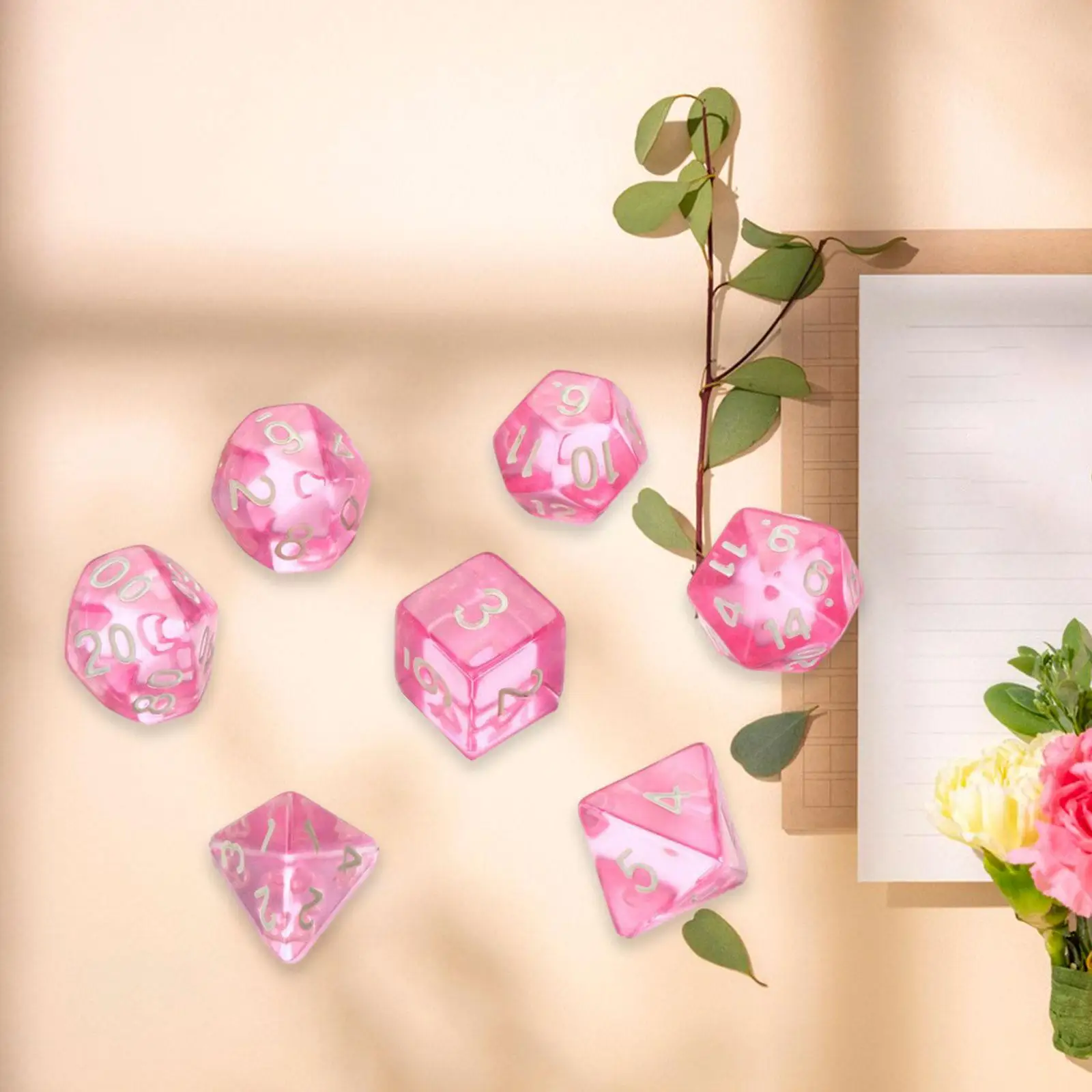 

7x Акриловые Игральные Кости Polyhedral Набор кубиков для настольных игр