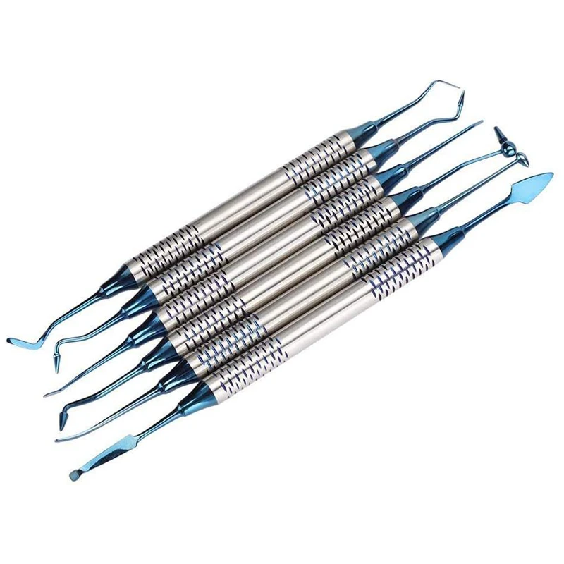 

6Pcs/Pack Dental Composite Resin Filling Spatula Tools Titanium Plated Stainless Steel Head Filler Dentistry Repair Tools